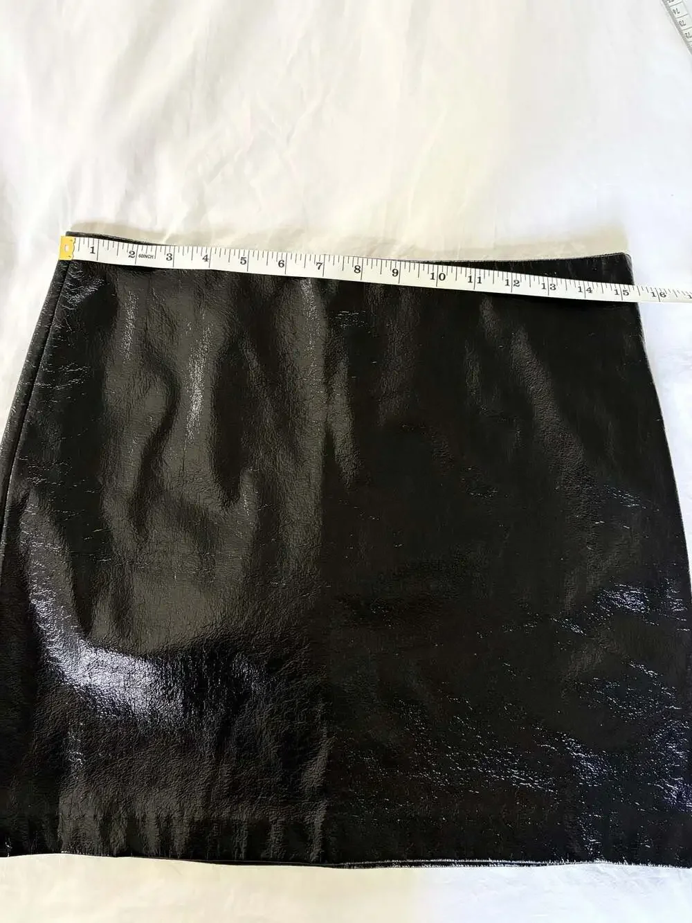 Theory Venice Faux Patent Leather Mini Skirt Black Size 4
